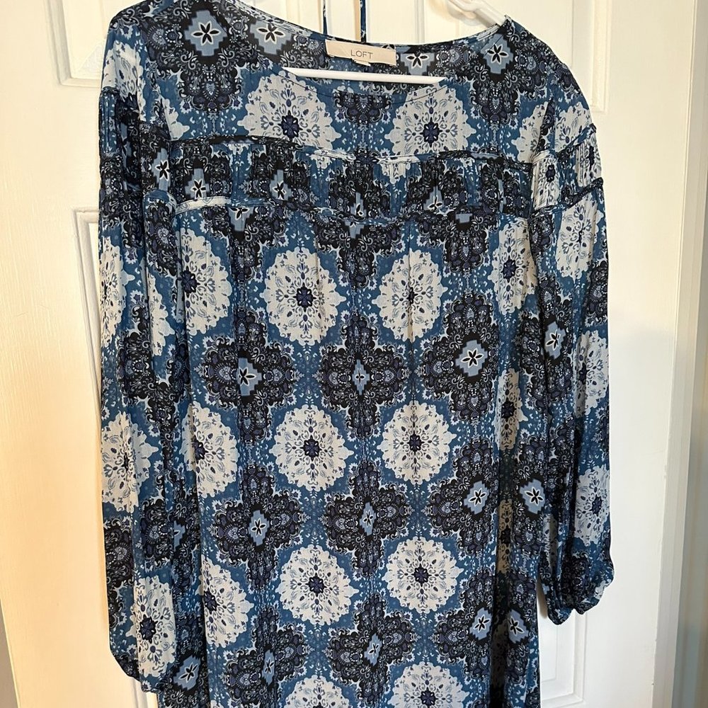 Loft Size L Blue Spring Dress